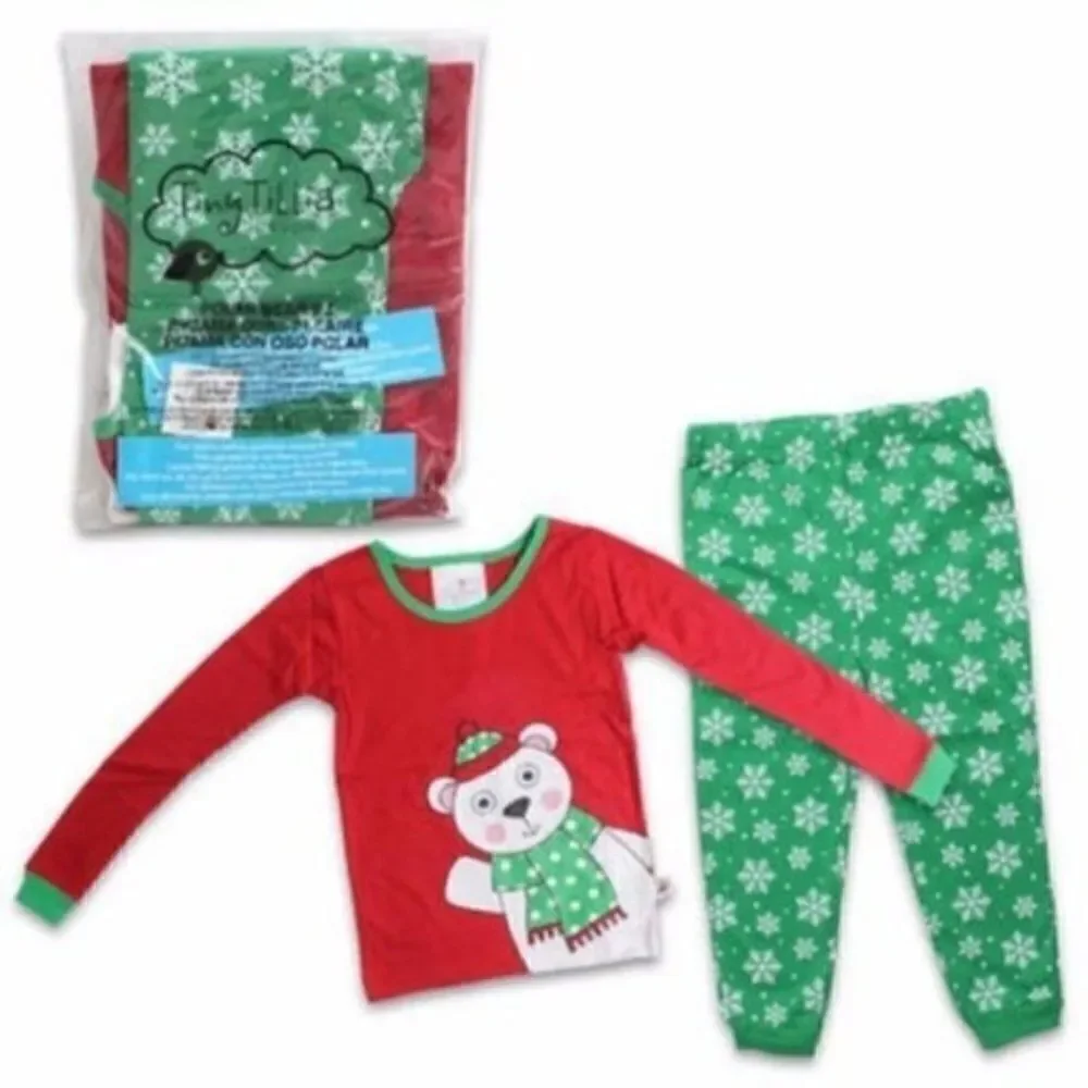 AVON Girls Pajamas 4T Christmas Snowflake Bear New